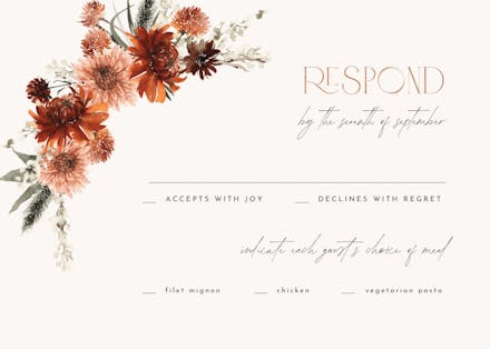 Monogram terracota - rsvp card