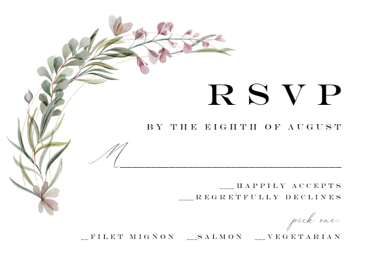 Monogram golden wreath - RSVP card Template (Free) | Greetings Island