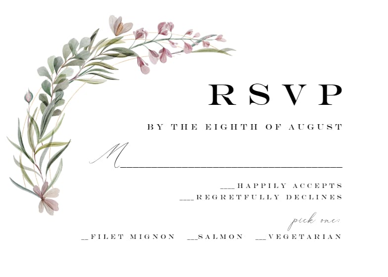 Monogram Wreath - RSVP Card Template (Free) | Greetings Island