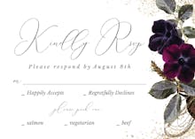 Moody gold flowers - rsvp card