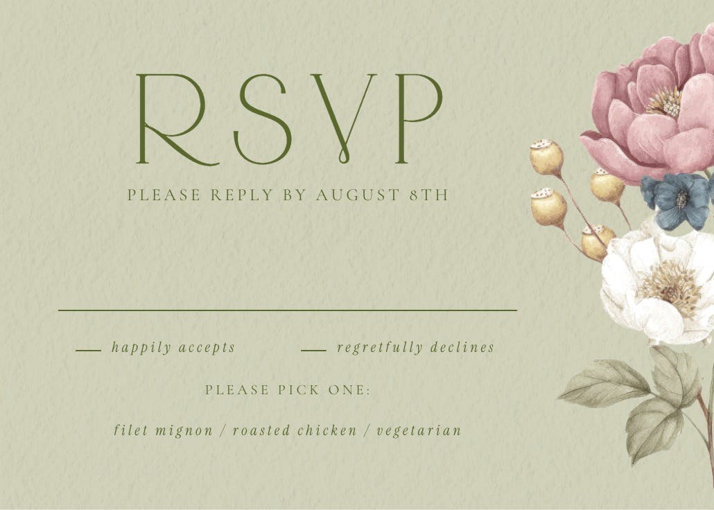 Muted bouquet - rsvp card