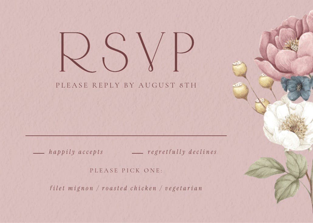 Muted bouquet - rsvp card