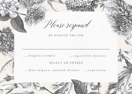 Navy blue blooms - rsvp card