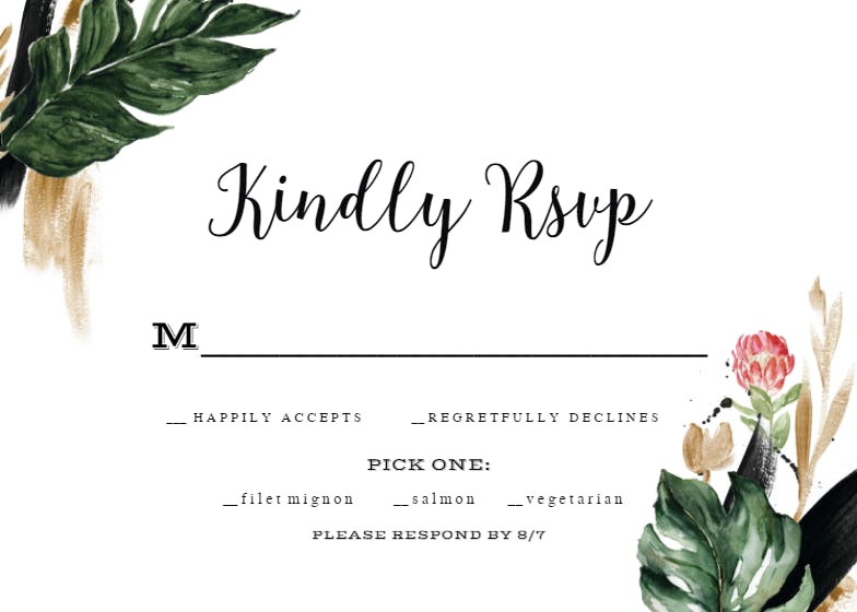 Painterly tropical - rsvp card
