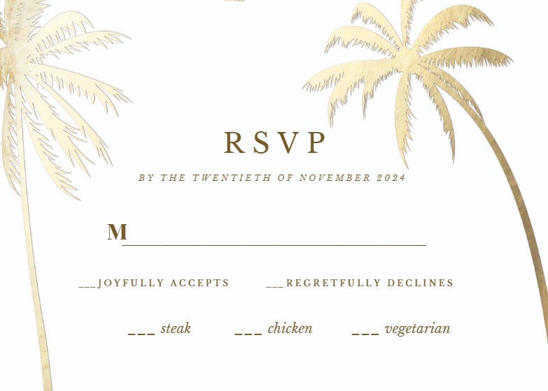 Palm trees -  tarjeta de confirmación de asistencia a eventos