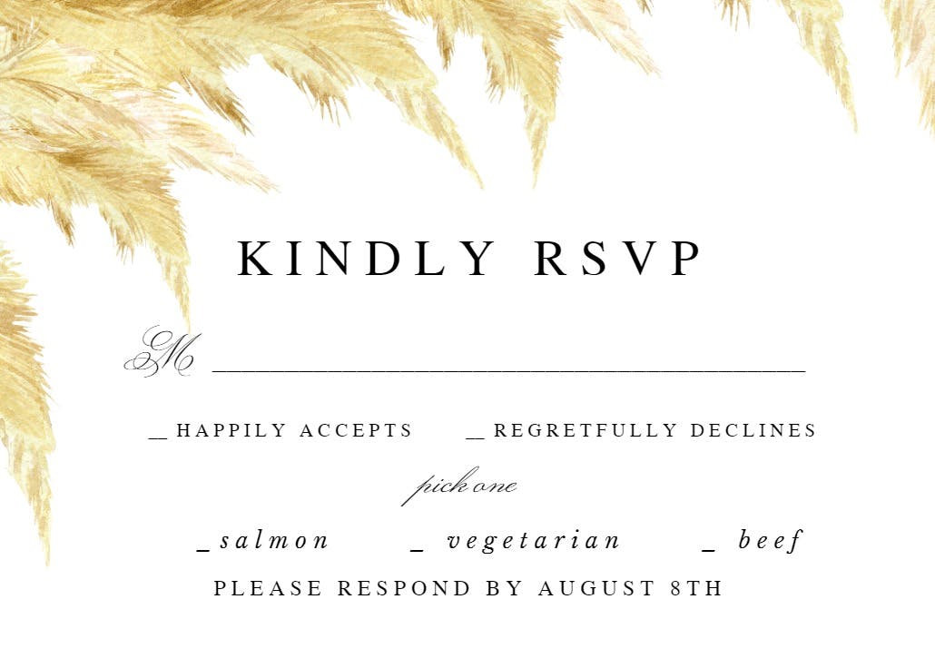 Pampas grass border - rsvp card