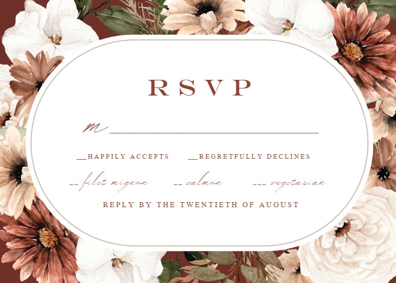 Pastel autumn flowers frame -  tarjeta de confirmación de asistencia a eventos