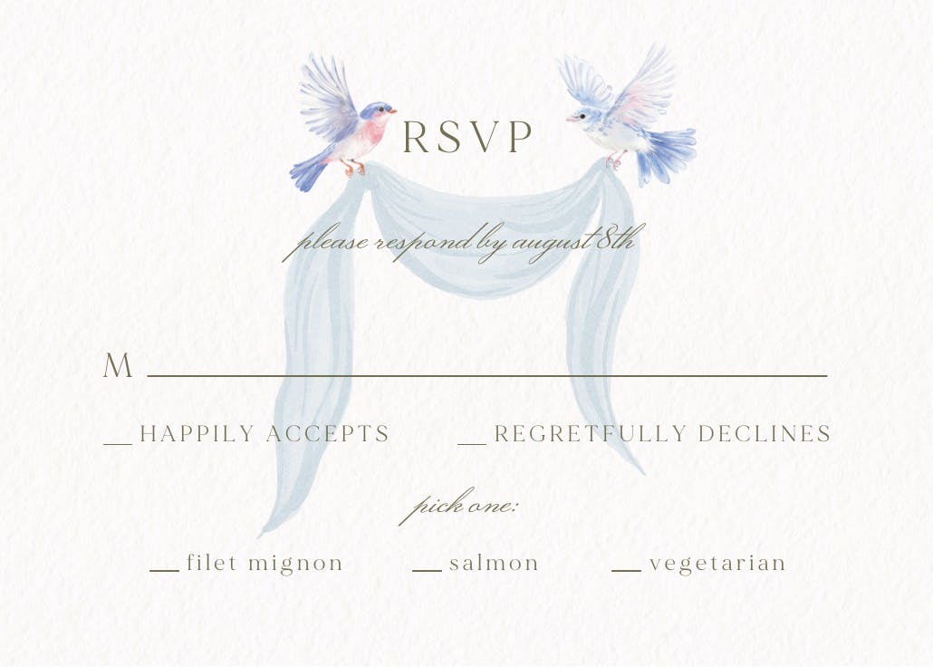 Pastel lovebirds - rsvp card