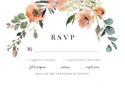 Peach & Cream Florals - RSVP card