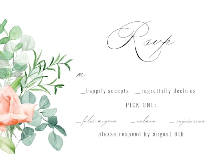 Peach And Greenery - RSVP Card Template (Free) | Greetings Island