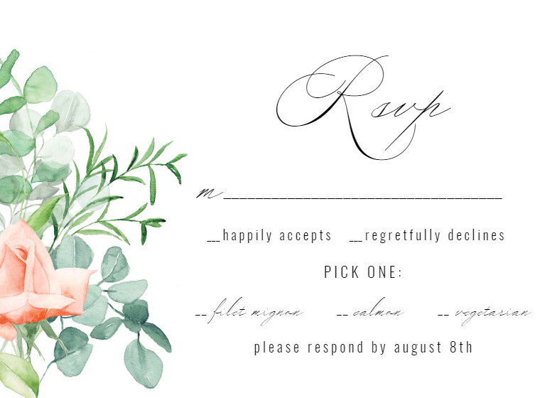 Peach And Greenery Frame - Wedding Invitation Template | Greetings Island