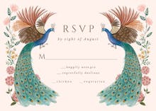 Peacocks & flowers rsvp - rsvp card