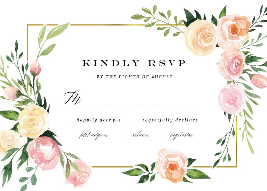 Pink botanical wreath - rsvp card