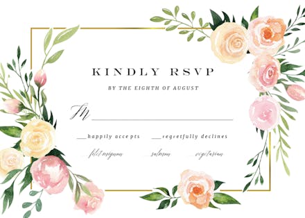 Pink Botanical Wreath - RSVP card