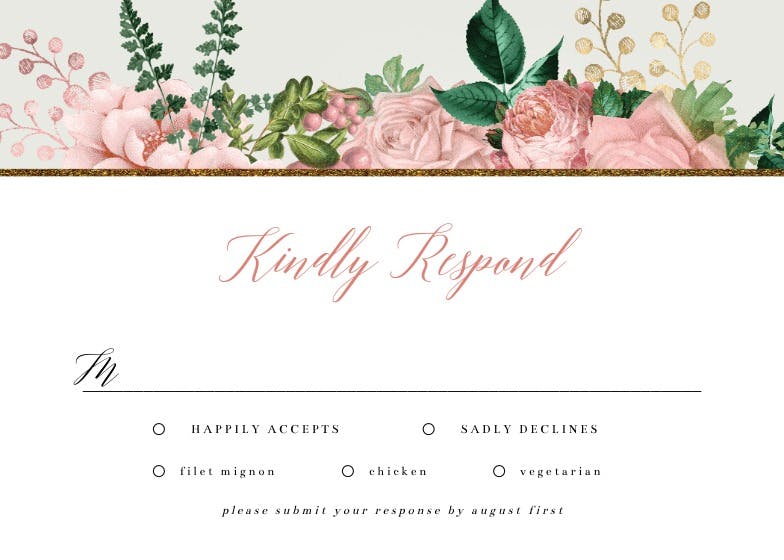 Pink bouquets - rsvp card