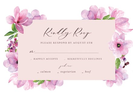 Pink gold flowers - rsvp card