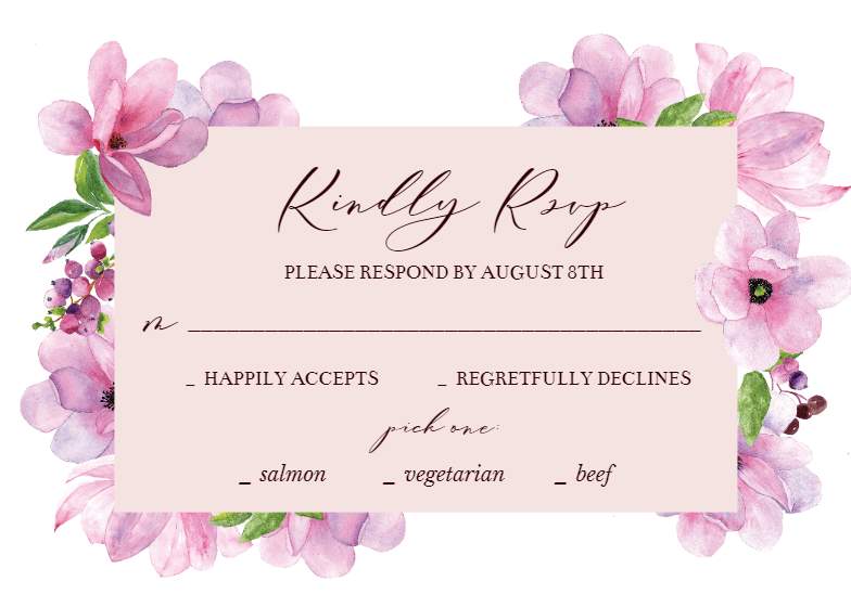 Pink Gold Flowers - RSVP Card Template (Free) | Greetings Island