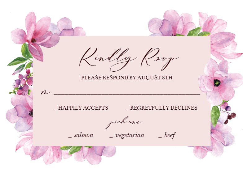 Pink Gold Flowers - Rsvp Card Template (free) 