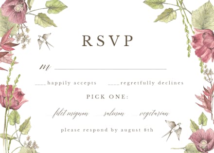 Poppy and Birds - RSVP card