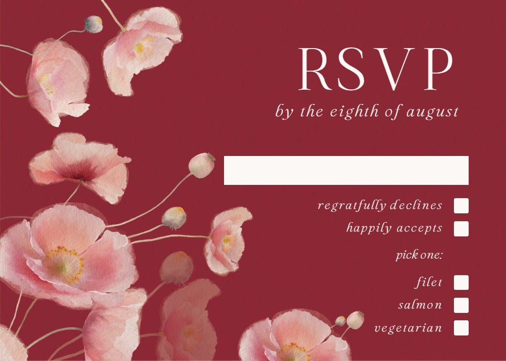 Poppy petals - rsvp card