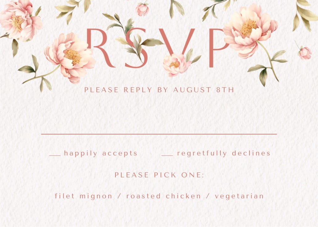 Pretty as a peony - rsvp card