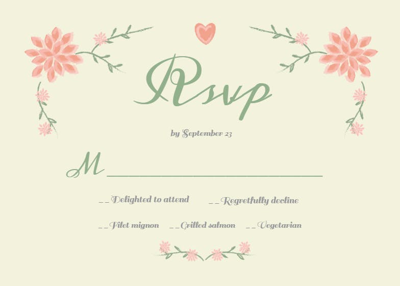 Pretty pink accents - rsvp card