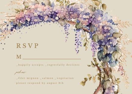 Purple bloom vines - rsvp card