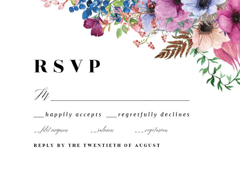 Purple Bouquet RSVP - RSVP card Template (Free) | Greetings Island