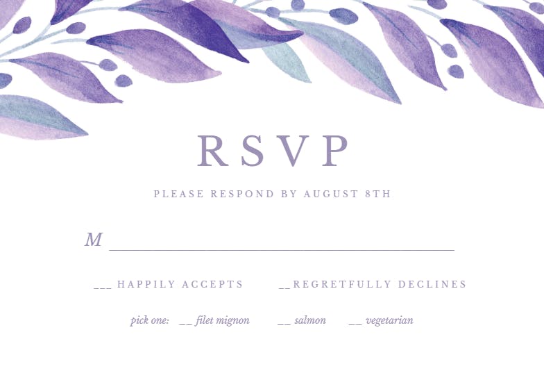 Purple field - tarjeta de confirmación de asistencia a eventos