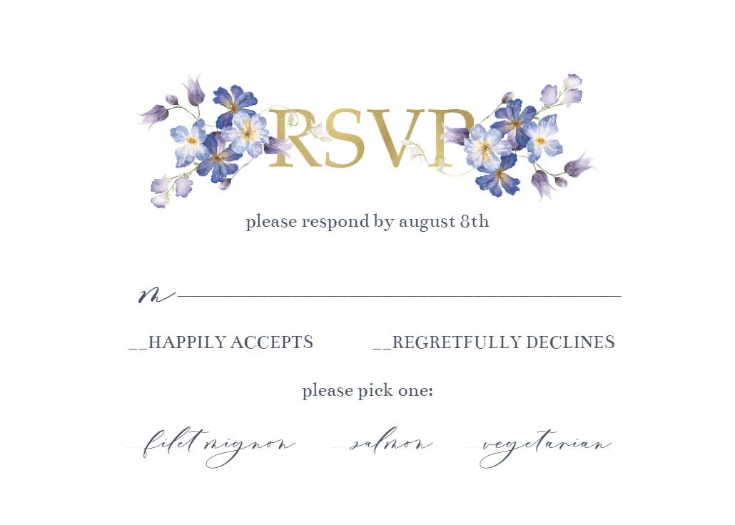 Purple flowers decoration - rsvp card