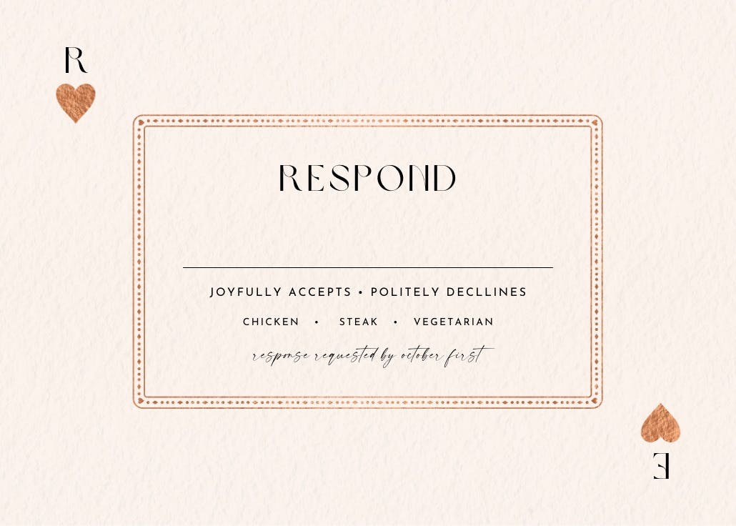 Queen of hearts - rsvp card