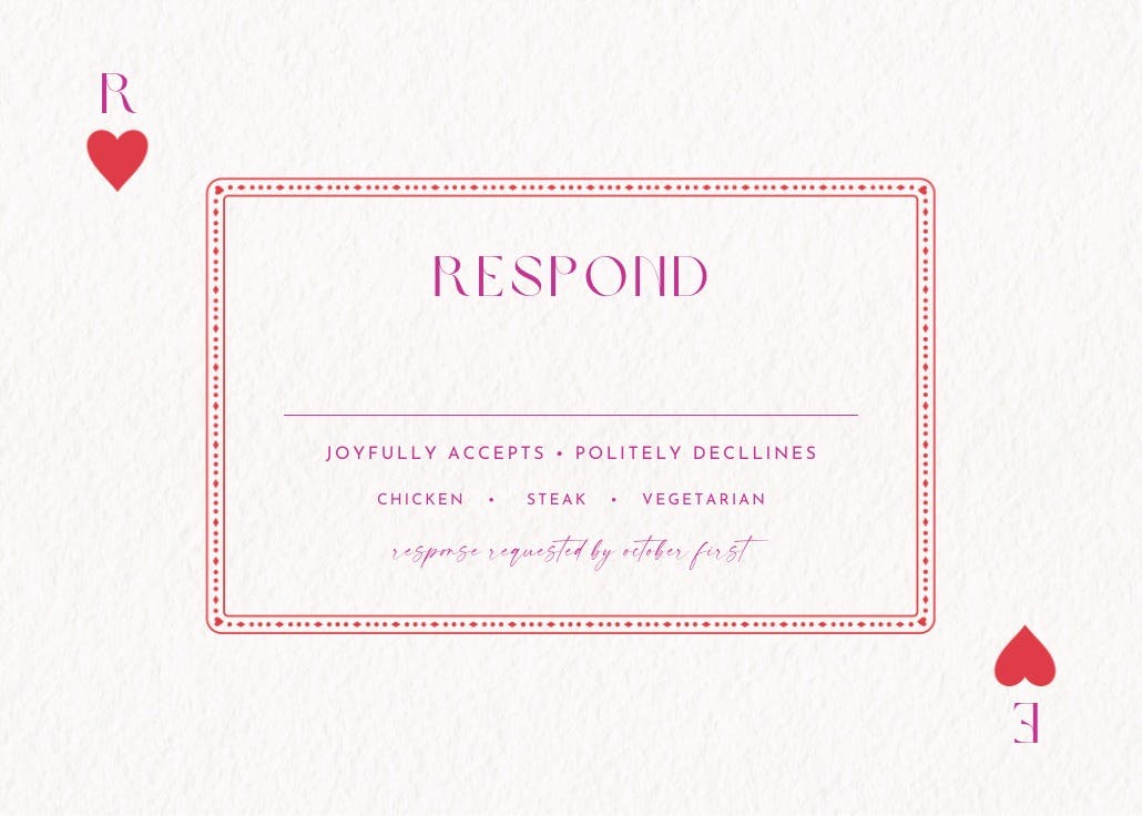 Queen of hearts - rsvp card