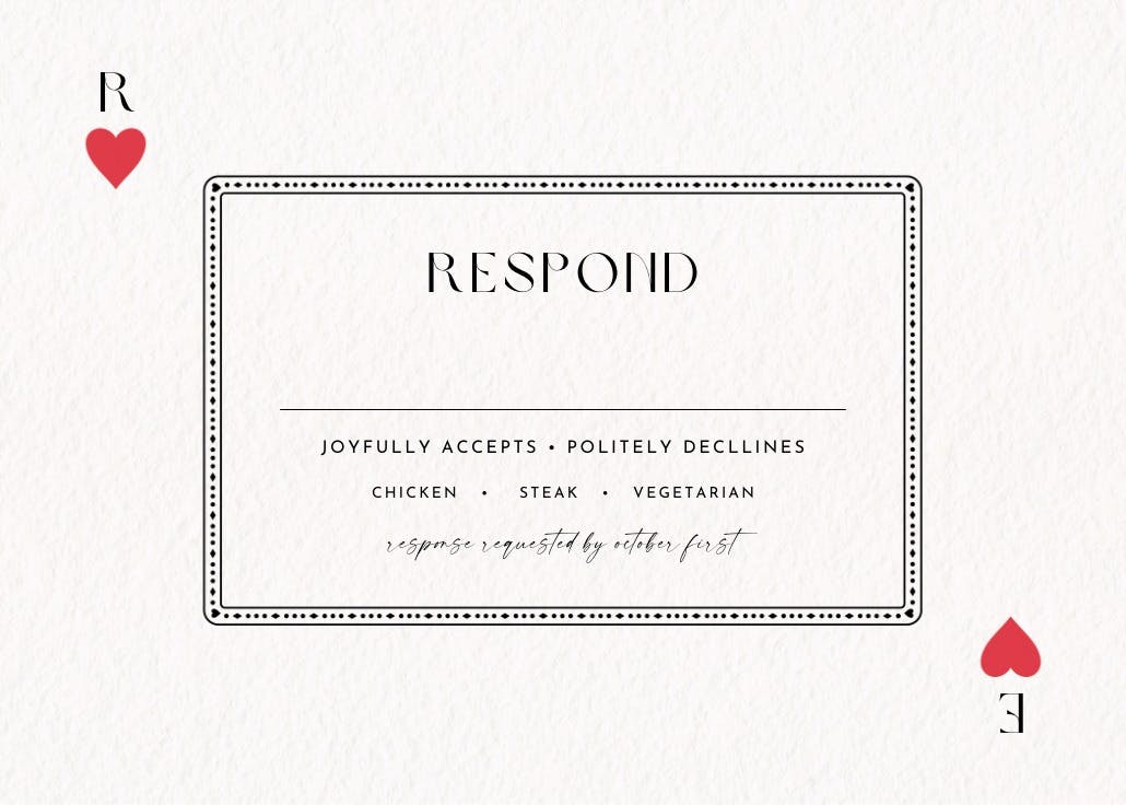 Queen of hearts - rsvp card