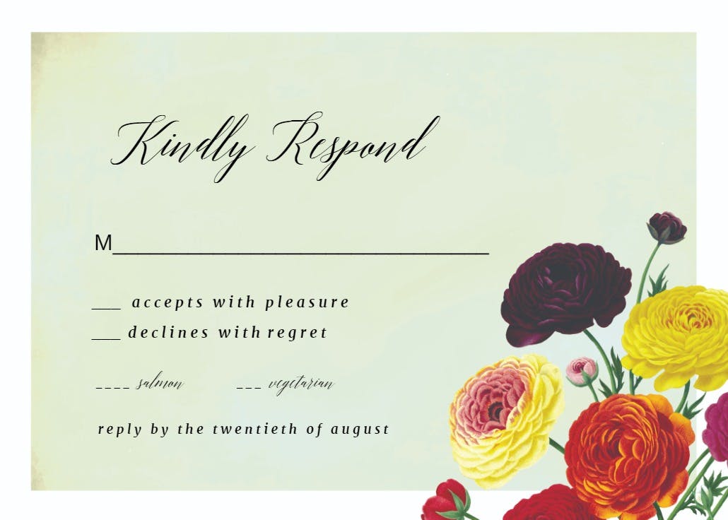 Ranunculus flowers - rsvp card