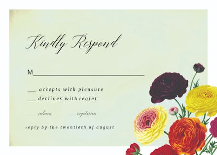 Ranunculus Flowers - RSVP card