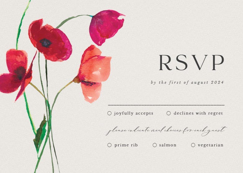 Red poppies - rsvp card