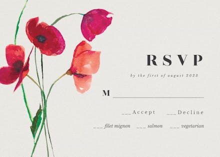 Red poppies - RSVP card