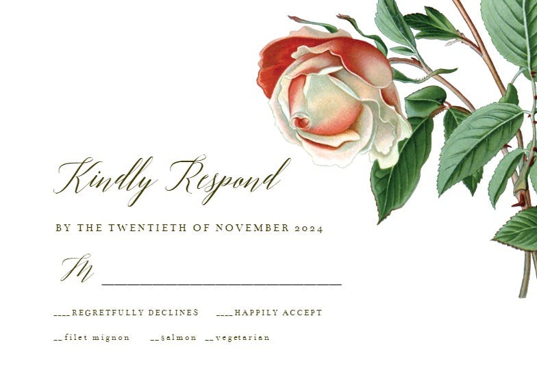 Retro roses -  tarjeta de confirmación de asistencia a eventos