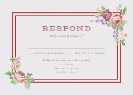Romantic cabbage roses - rsvp card