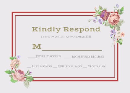 Romantic Cabbage Roses - RSVP Card Template (Free) | Greetings Island