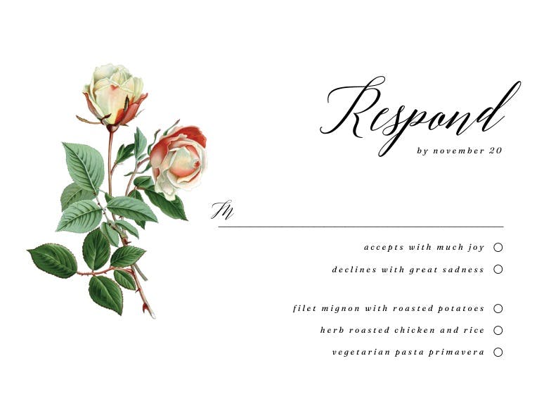 Rose - rsvp card