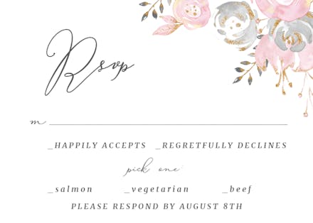 Rose Gold Alphabet - RSVP card