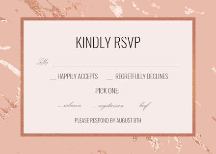 Rose Gold Marble - RSVP Card Template (Free) | Greetings Island