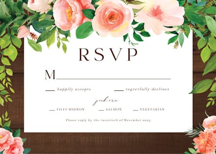 Roses on wood - rsvp card