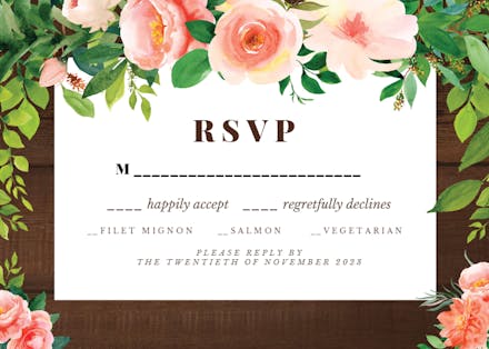 Roses on wood - RSVP card