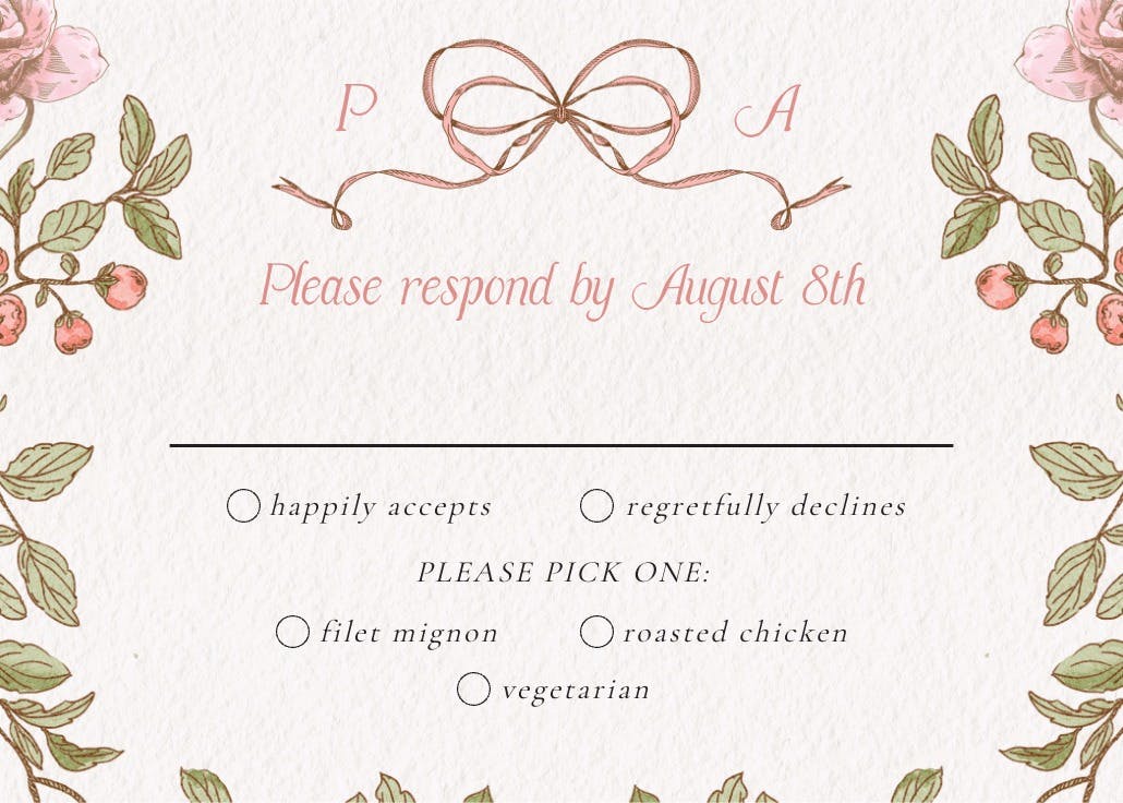Rosy wreath - rsvp card