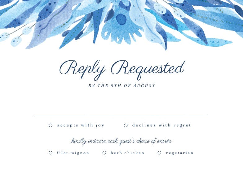Rsvp blue beauty - tarjeta de confirmación de asistencia a eventos