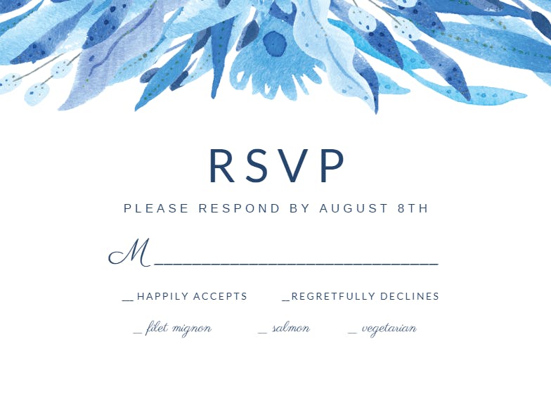 Rsvp blue beauty -  tarjeta de confirmación de asistencia a eventos