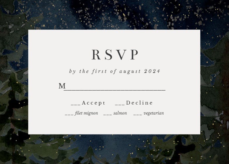 Rustic forest - rsvp card