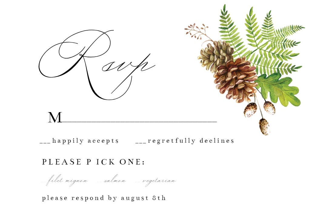 Rustic greenery - rsvp card